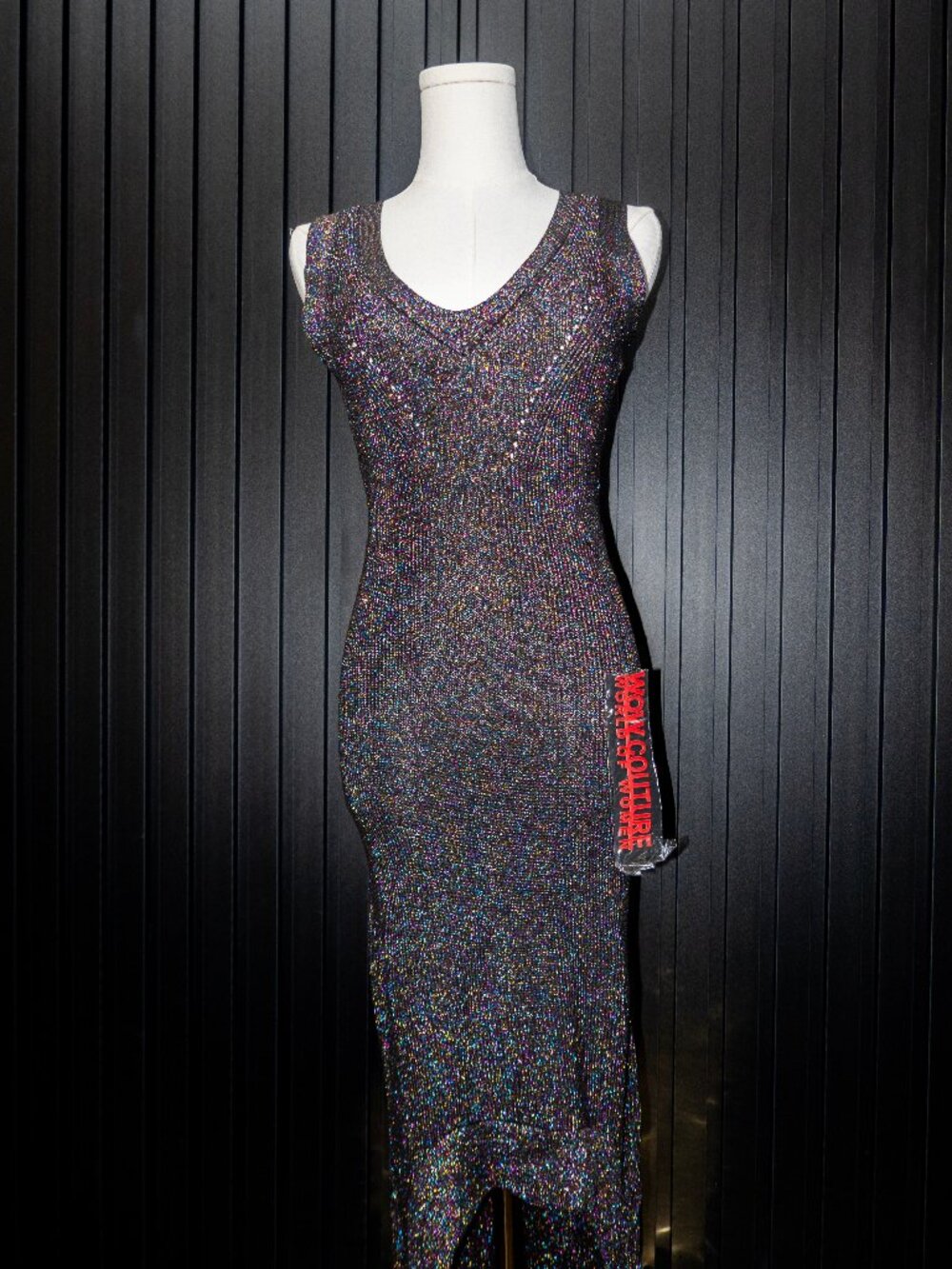 Wow Couture World of Women Multicolor Glitter Bodycon Maxi Dress